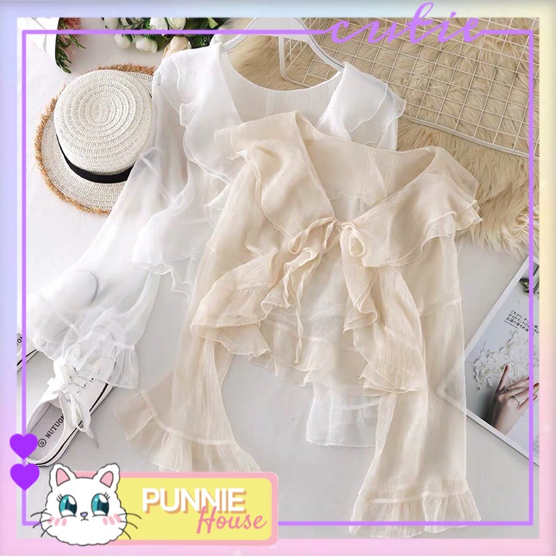 ✨ ÁO KHOÁC VOAN 🎀🎀 ĐI BIỂN BÁNH BÈO CỘT DÂY CỰC XINH PHONG CÁCH VINTAGE DỄ THƯƠNG