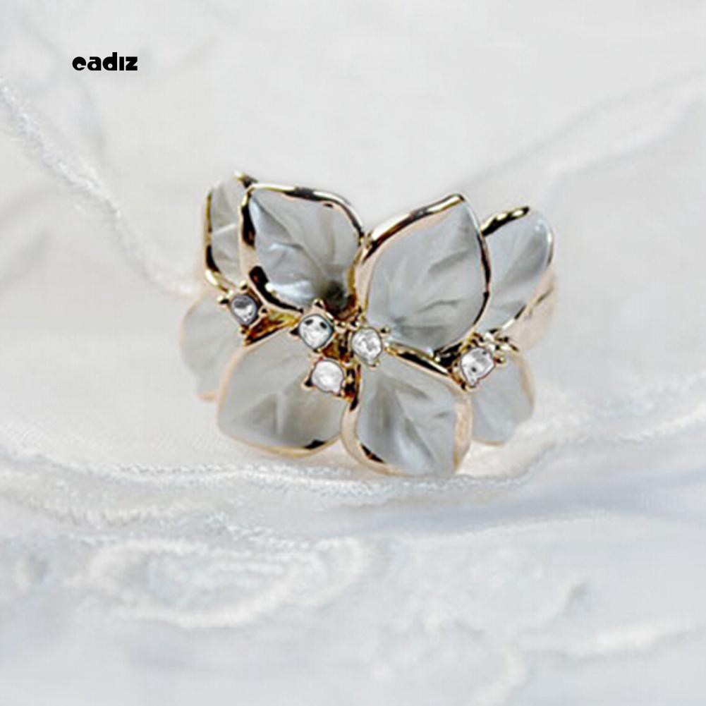 Nhẫn hợp kim hình hoa đính đá xinh xắn tùy chọn màu sắc