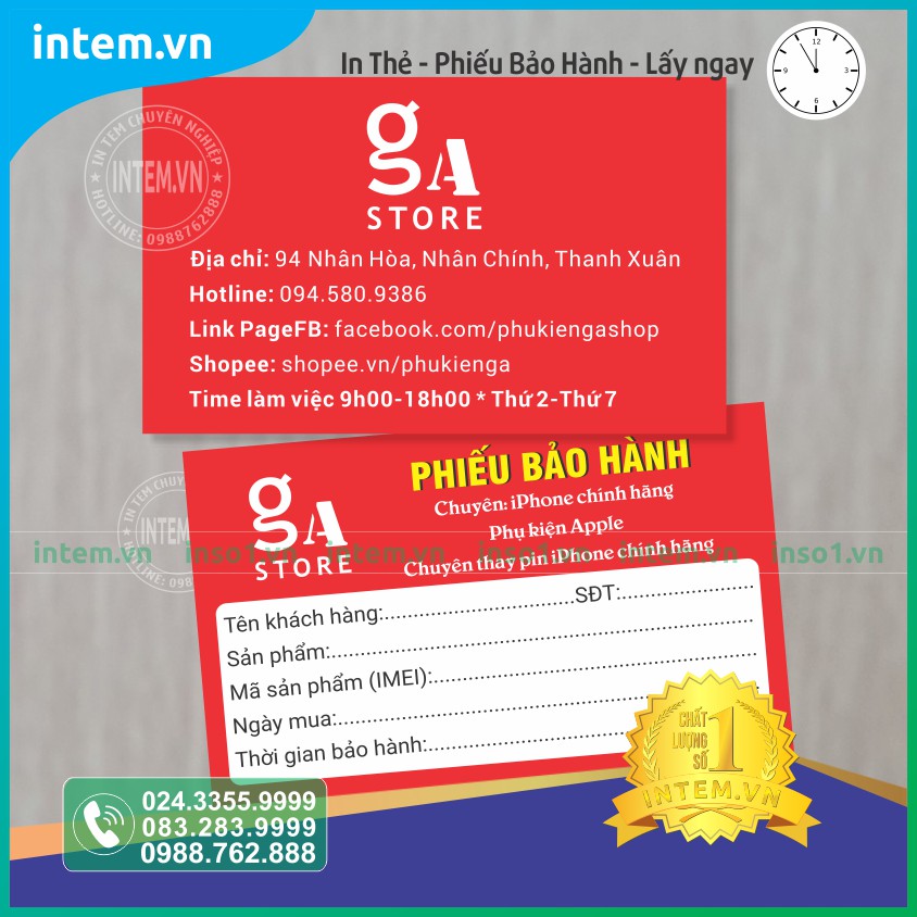 IN THẺ BẢO HÀNH SẢN PHẨM