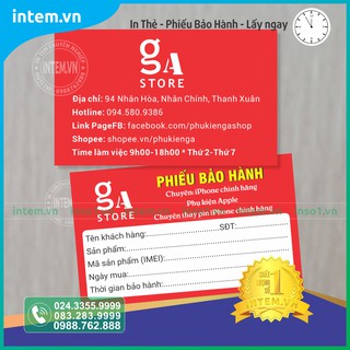 IN THẺ BẢO HÀNH SẢN PHẨM