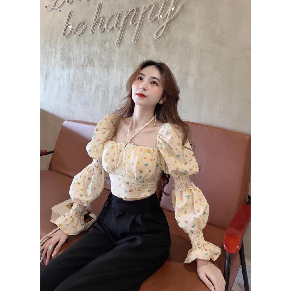 [ 𝐅𝐑𝐄𝐄 𝐒𝐇𝐈𝐏 ]  SET BỘ HOA NHÍ CHUN TAY CỔ VUÔNG QUẦN ỐNG RỘNG