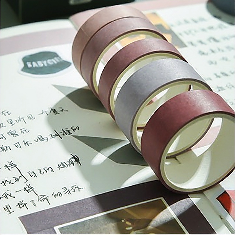 Washi tape vintage set 5 cuộn băng dính nhiều màu sắc dùng trang trí đa năng, sổ bullet journal