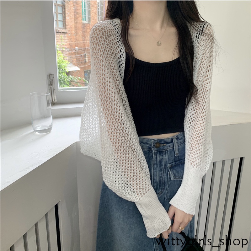 Wittygirls_ Shop | Áo Khoác Cardigan Dệt Kim Tay Dài Dáng Rộng Thời Trang Mùa Thu Cho Nữ