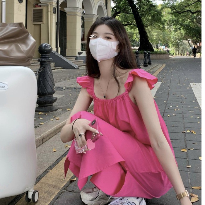 Đầm hai dây không tay thời trang mùa hè mặc thường ngày dành cho nữ