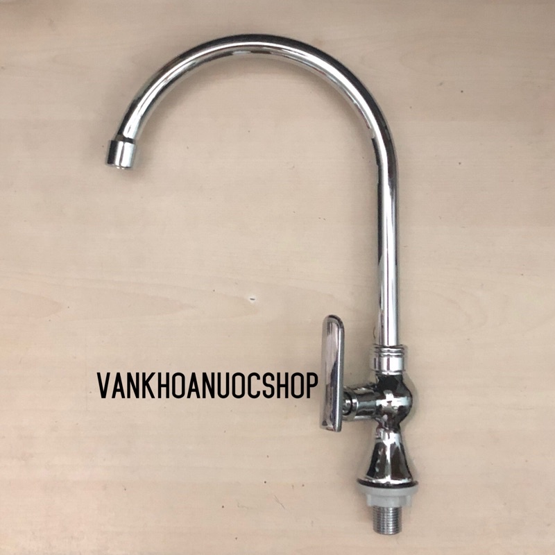 Vòi nước lạnh lắp chậu rửa chén bát thân đồng xi inox - Hàng Tốt