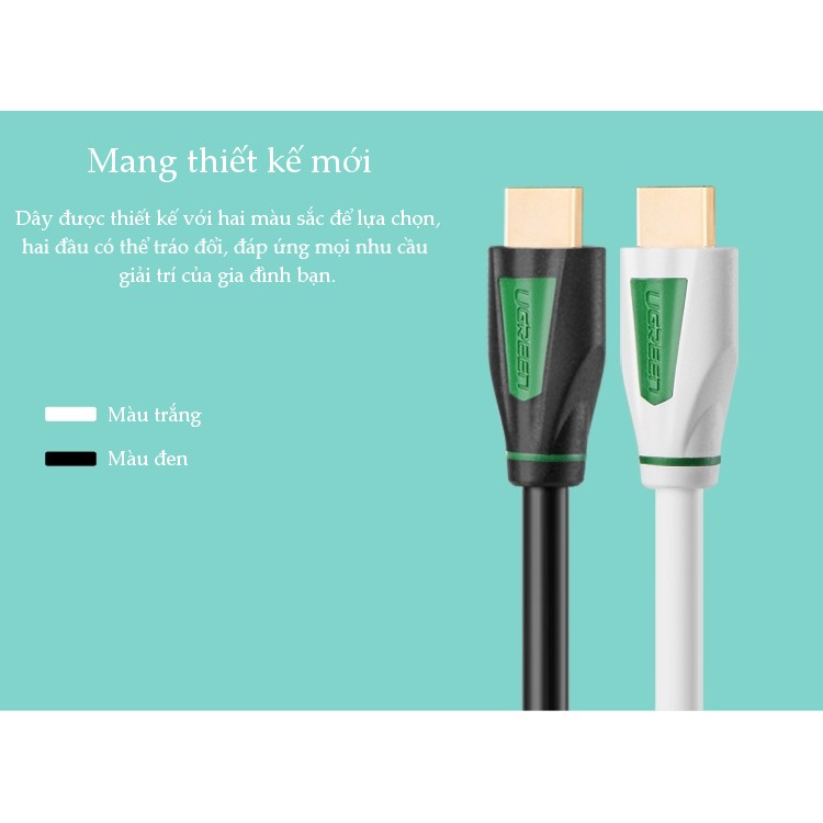 Dây HDMI 2.0 thuần đồng khử Oxy hóa, mạ vàng 24K, độ dài từ 1-5m UGREEN HD116