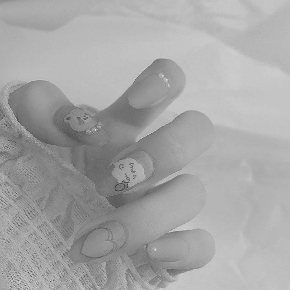 Miếng Dán Trang Trí Móng Tay Họa Tiết Gấu Hoạt Hình Nhiều Màu DIY