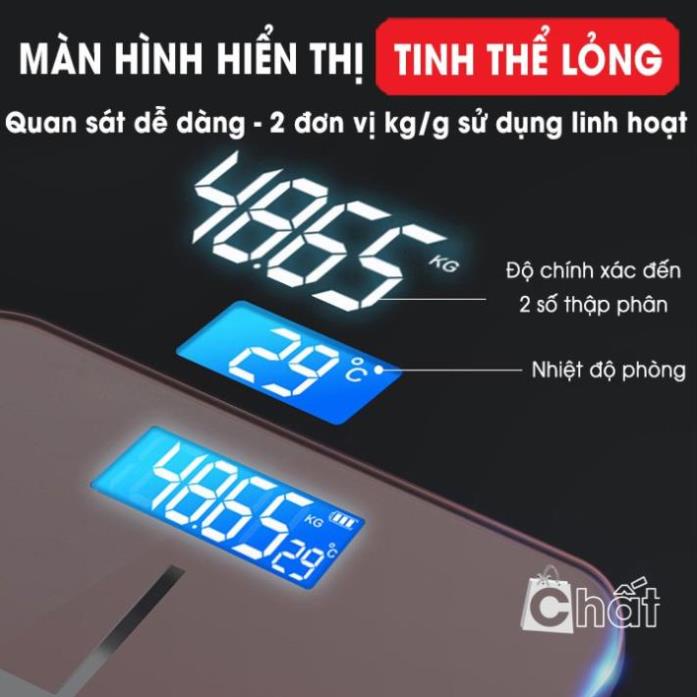 Cân Điện Tử, Cân Sức Khoẻ Mặt Kính Cường Lực Tải Trọng Tối Đa 180kg Mẫu Mới(Chính Hãng).