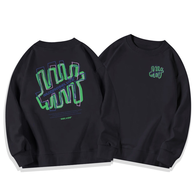 SELVZE áo sweater tay dài cổ tròn dáng rộng in họa tiết phong cách mỹ cổ điển thời trang cho nữ
