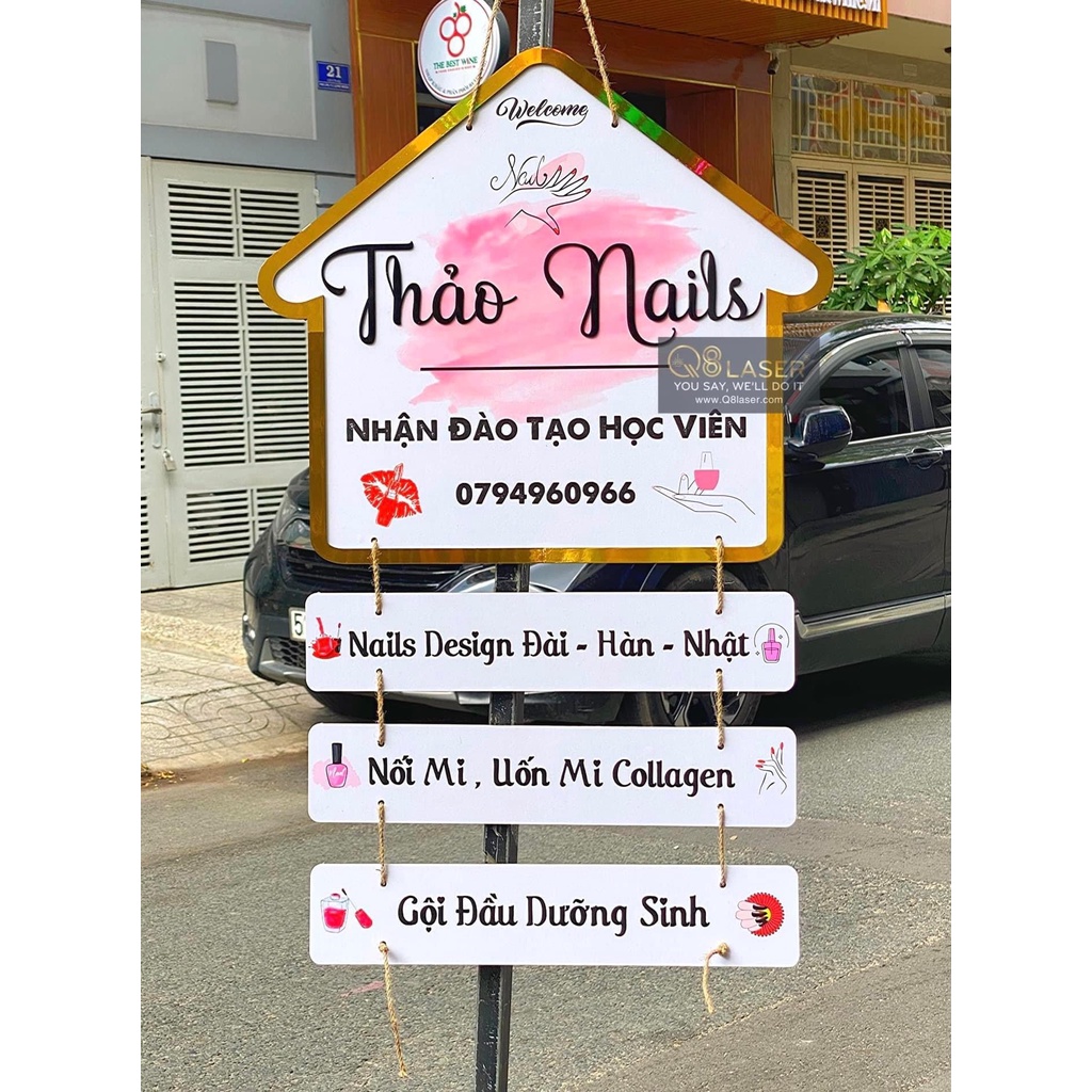 Bảng Gỗ Tên Shop - Bảng Ngôi Nhà - Bảng Hiệu Treo Shop - Menu- FreeShip