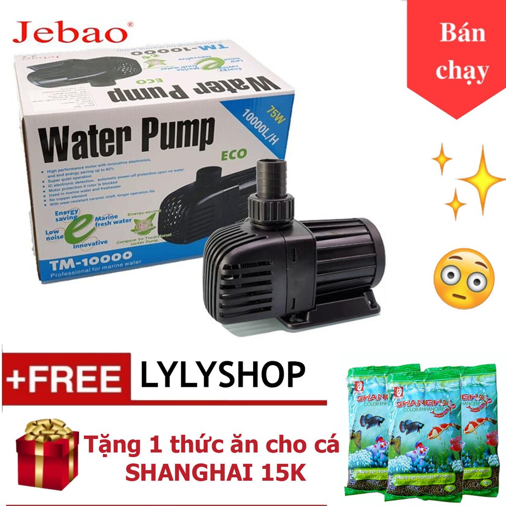 Máy bơm hồ cá JEBAO TM-10000 75W 10.000 l/h - BH UY TÍN 1 ĐỔI 1 + Tặng 01 thức ăn cho cá SHANGHAI 100gr