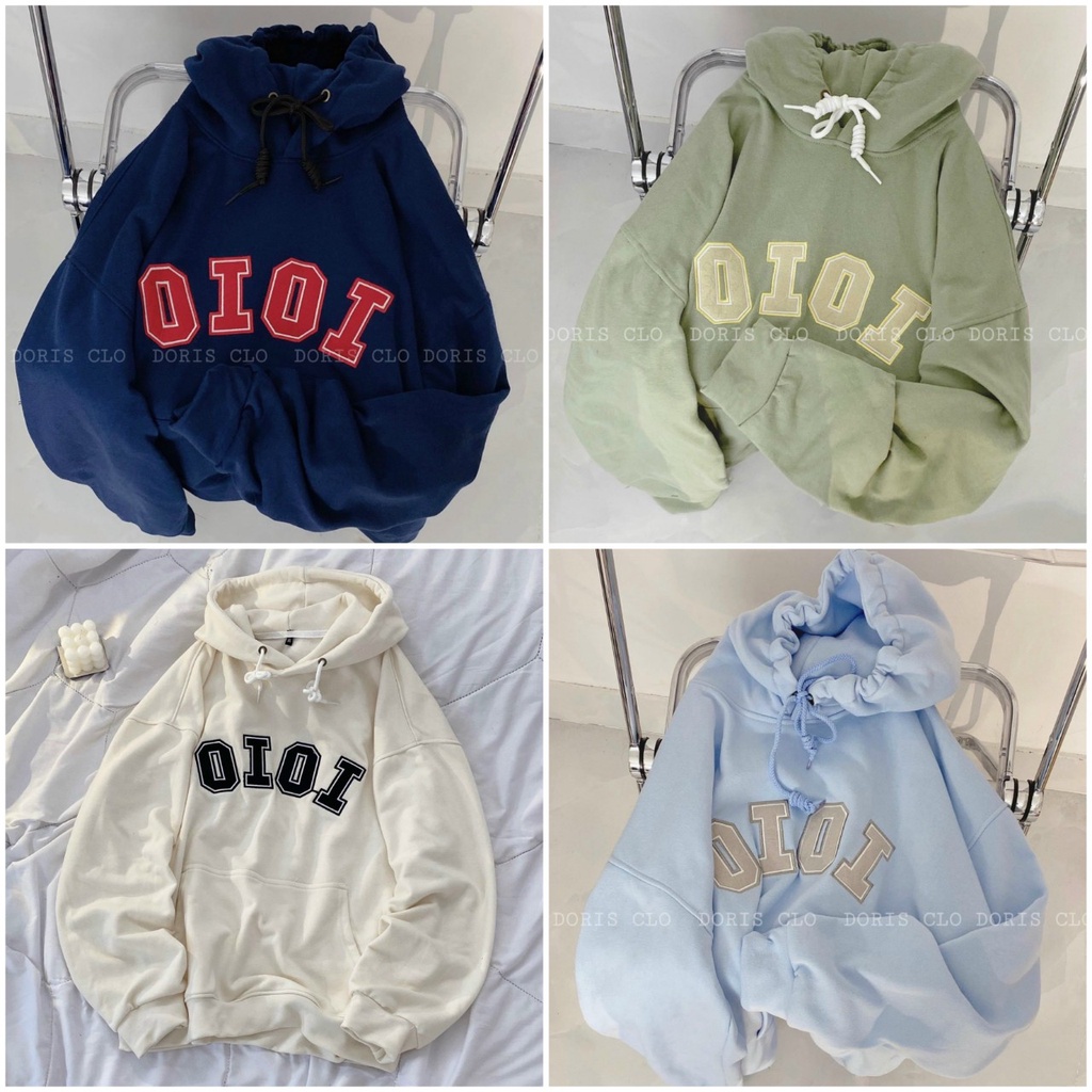 Áo Hoodie -  Khoác Vải Nỉ Có Nón Mũ Thêu Chữ OIOI -Cặp Đôi  Nam Nữ Kiểu Rộng Unisex Hàn Quốc - Chống Nắng , Lạnh