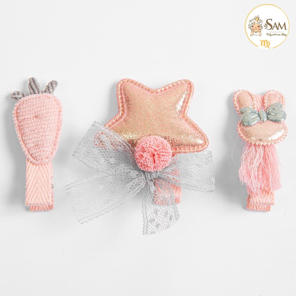 Set 3 Kẹp tóc xinh xắn phong cách Hàn Quốc cho bé yêu Sam Baby Shop