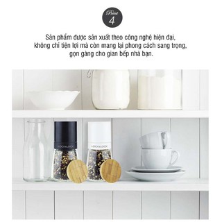 Cối xay tiêu thủy tinh Lock&Lock dung tích 140ml/170ml lưỡi sứ nắp gỗ sồi tiện dụng CKO115 CKO116