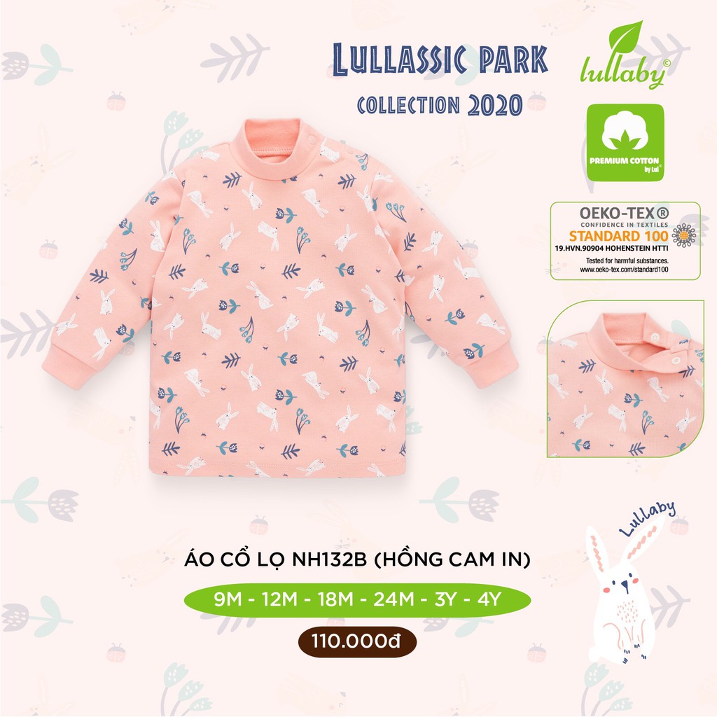 Áo cổ lọ cotton dày Lullaby, áo cổ 3 phân giữ nhiệt bé trai, bé gái cao cấp