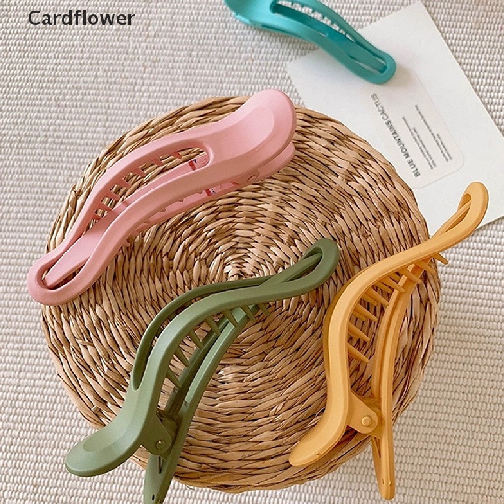 &lt; Cardflower &gt; Kẹp Tóc Mỏ Vịt Bằng Nhựa Màu Kẹo Liền Mạch Cỡ Lớn Cho Nữ Đang Giảm Giá