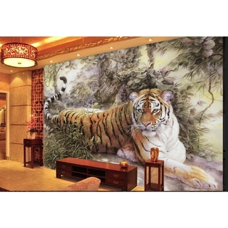 Tranh lụa dán tường 3D tranh con hổ - tranh mãnh hổ - tranh con cọp Kim Sa 120x80cm
