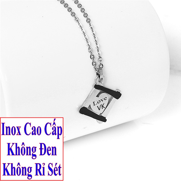 ( Tặng 1 lắc tay ) Dây chuyền đôi đẹp hình trái tim khắc chữ Love CK / Love Vk - Cam kết 1 đổi 1 nếu hoen , gỉ sét