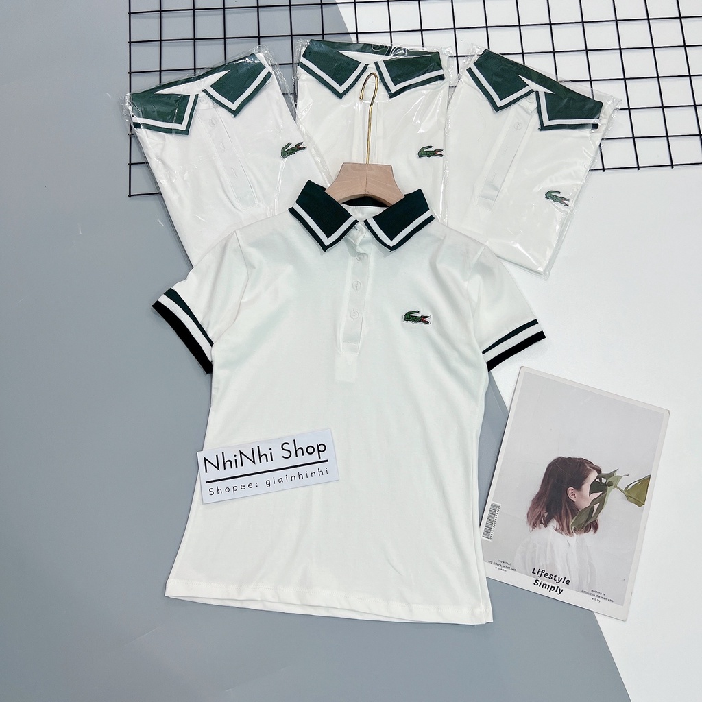Áo phông cổ bẻ thêu logo, Áo thun pha viền ngắn tay vải cotton co giãn AS7235 - NhiNhi Shop