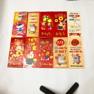 Bộ 10 bao lì xì năm 2020, lì xì hình chú chuột, mừng tuổi năm mới