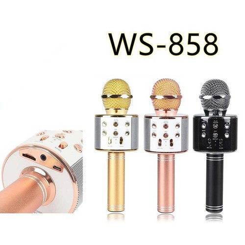 [Mã ELHACE giảm 4% đơn 300K] Mic Hát Karaoke Kèm Loa Bluetooth WS-858 Đa Năng