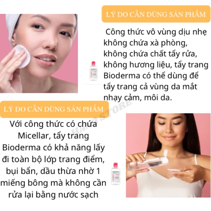 Nước tẩy trang Bioderma Pháp Mỹ Phẩm Hana 500ml