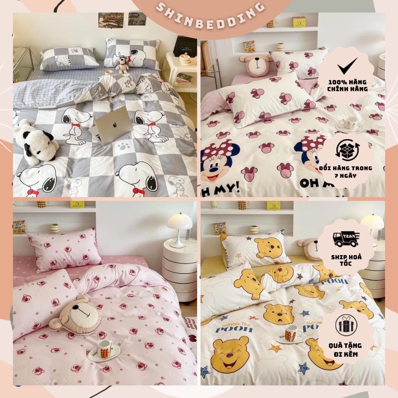 Set Chăn Ga Cotton Living Hoạt Hình Ngộ Nghĩnh (Shinbedding)