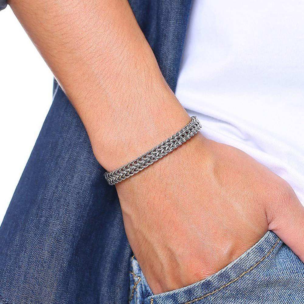 Vòng Tay Cuba Thời Trang Cho Nam|Vòng Tay Bản Rộng Màu Đen Phong Cách Punk