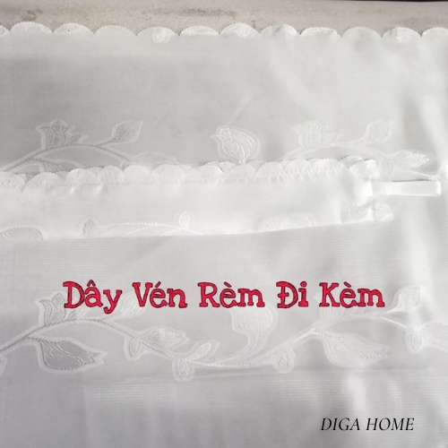 Rèm Voan Trắng Thêu Hoa Cao Cấp - Trang Trí Xinh Xắn Nhiều Kích Thước-DIGA HOME