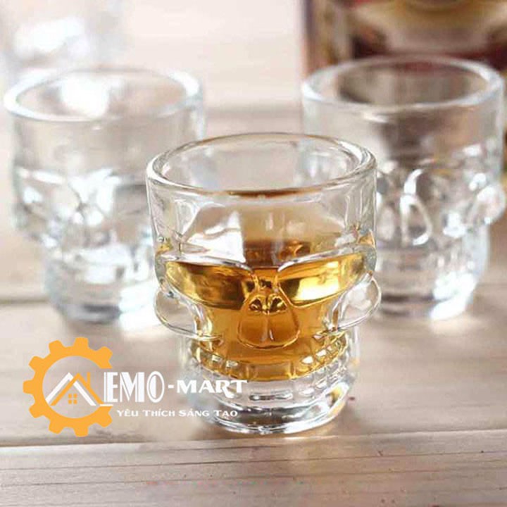 ⚡Ly Thủy Tinh⚡BH 12 THÁNG⚡Kiểu Dáng Hình Đầu Lâu, Độc Đáo Chất Liệu Thủy Tinh, An Toàn