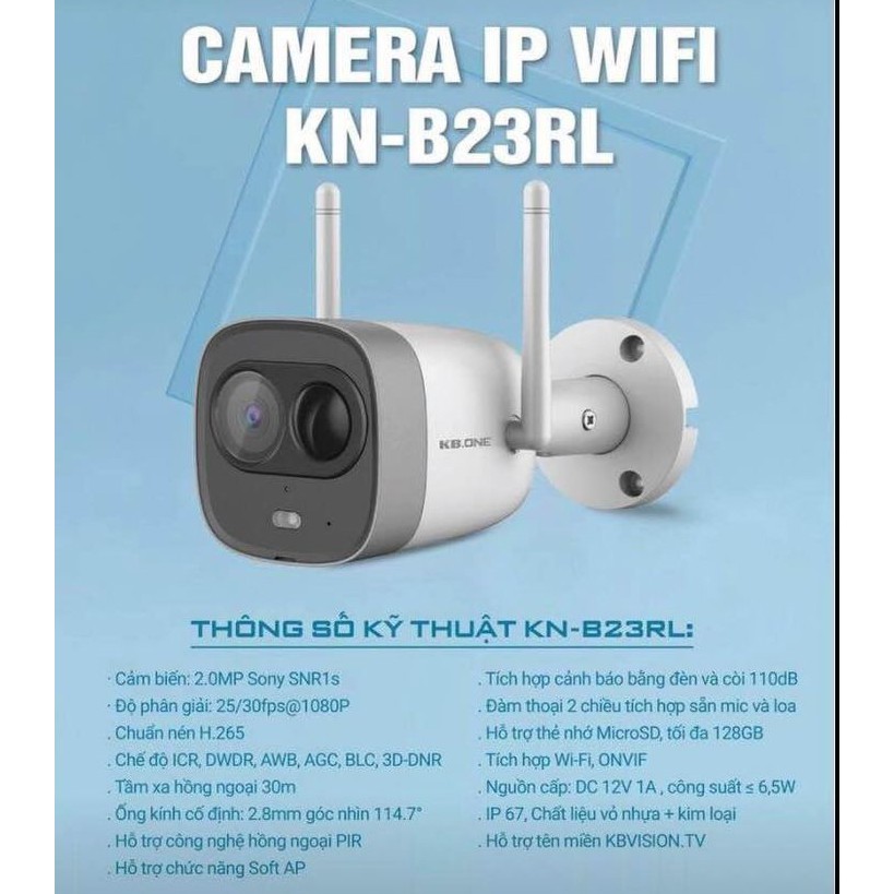 Camera IP Wifi KBONE KN-B23RL 2.0MP Full HD 1080P - Hàng Chính Hãng