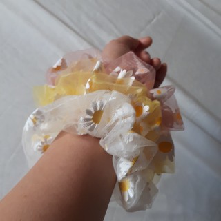 10 cái Cột tóc scrunchies hoa cúc nhiều màu