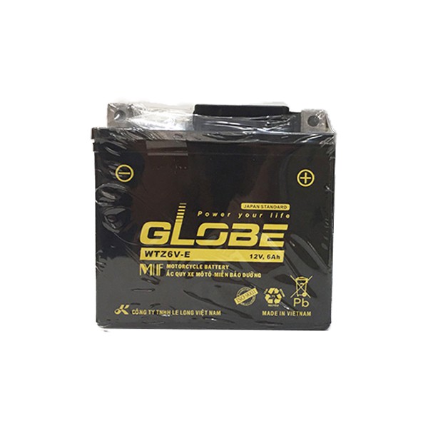 Ắc Quy Khô Globe WTZ6V-E 12V6AH cho Xe Airblade, PCX, Vision, CLICK, SH Mode, SH VN, Lead, Vario, Winner, Nozza