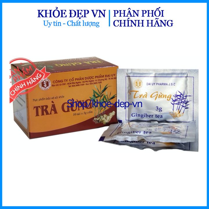 HSD 2023 - Trà gừng quế Đại Uy làm ấm cơ thể, giảm đầy hơi, khó tiêu, giảm cảm lạnh - Hộp 10 gói x 3g | BigBuy360 - bigbuy360.vn