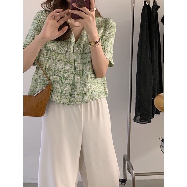 Áo Dạ Nữ Tay Cọc Chất Tweed Thời Trang