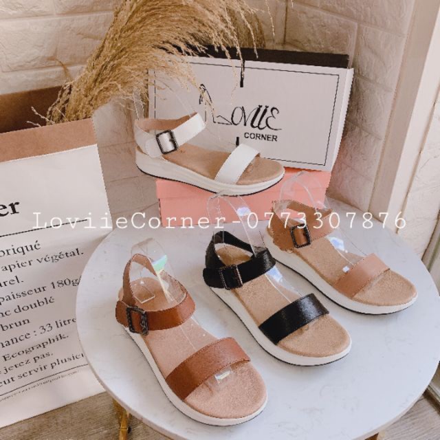 GIÀY SANDAL LOVIIECORNER - GIÀY  ĐẾ XUỒNG 3CM QUAI NGANG DA MỀM - SANDAL ĐẾ BẰNG QUAI NGANG 3 PHÂN S210507