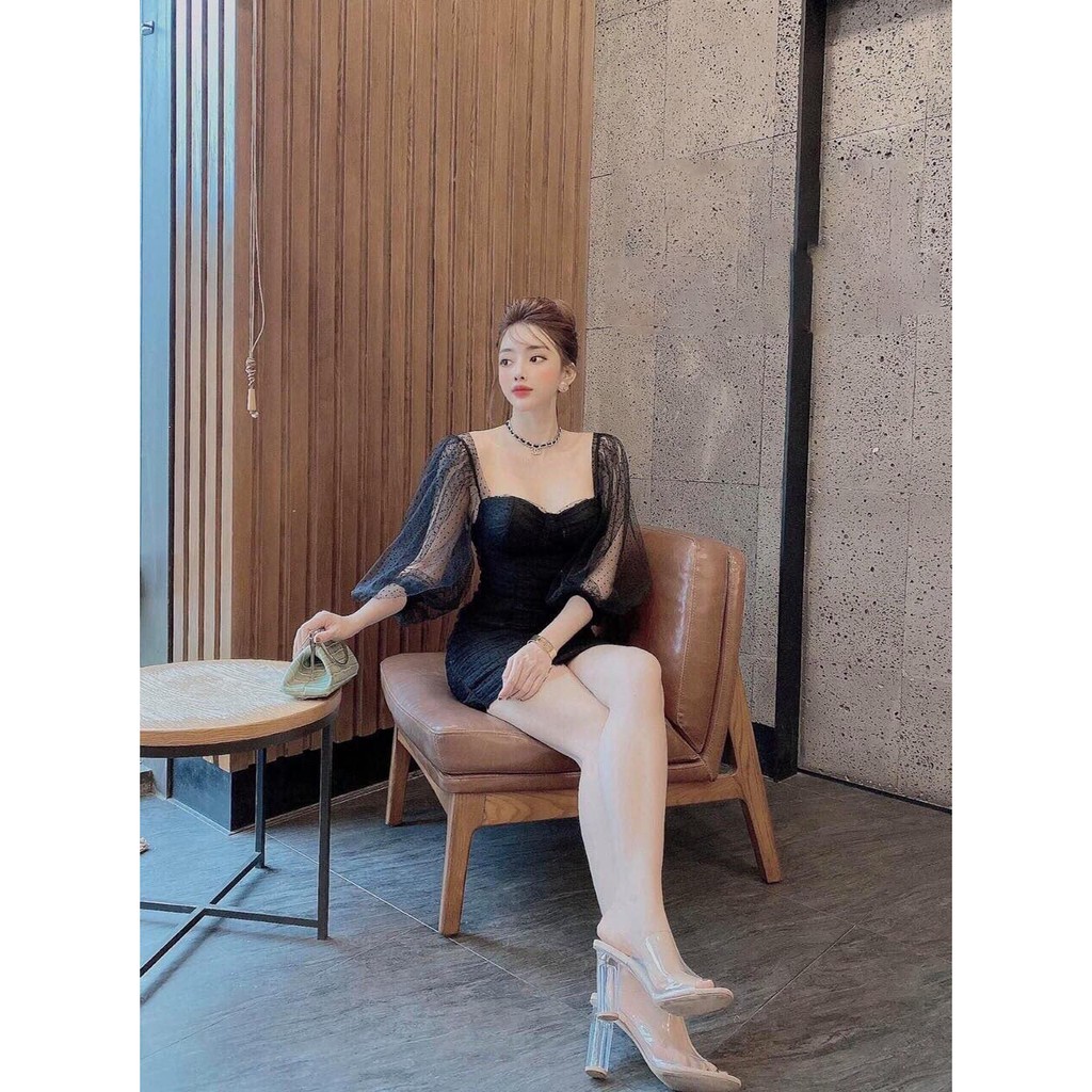 đầm body lưới bi cúp ngực