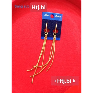 bông tai nữ mạ vàng 3 tua xinh xắn htj