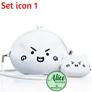 Set túi + ví silicon icon cảm xúc