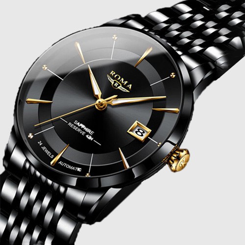 Đồng hồ nam ROMA kim cương đen sang trọng, máy Nhật dây thép siêu bền giá tốt [Ảnh Thật] | BigBuy360 - bigbuy360.vn