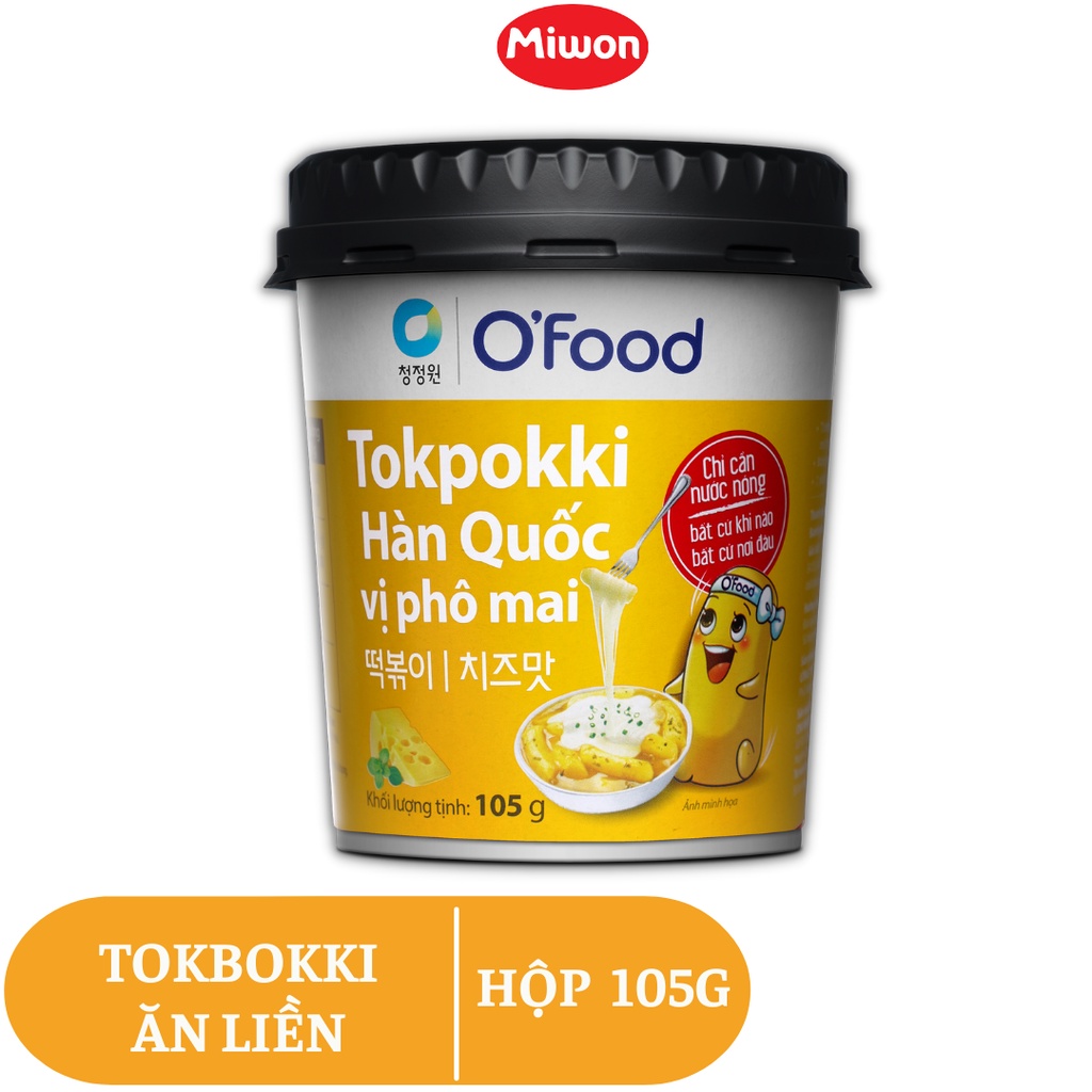 Tokbokki Hàn Quốc O'Food ăn liền vị phô mai hộp 105g, sử dụng nước sôi làm chín, có kèm theo sốt