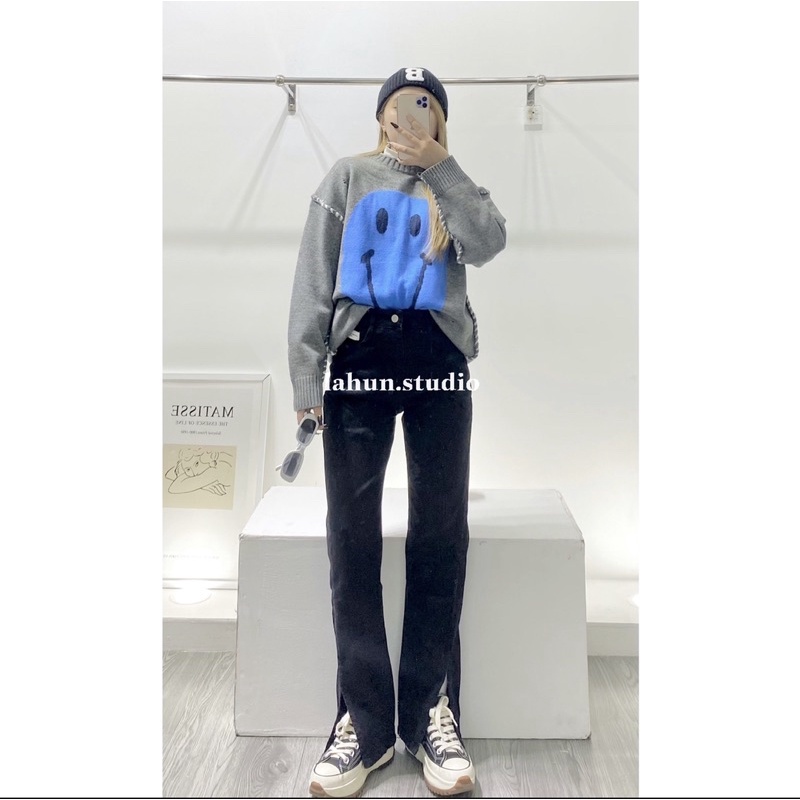 quần Jean 3 màu dáng loe xẻ hot trend by LAHUN8003-3