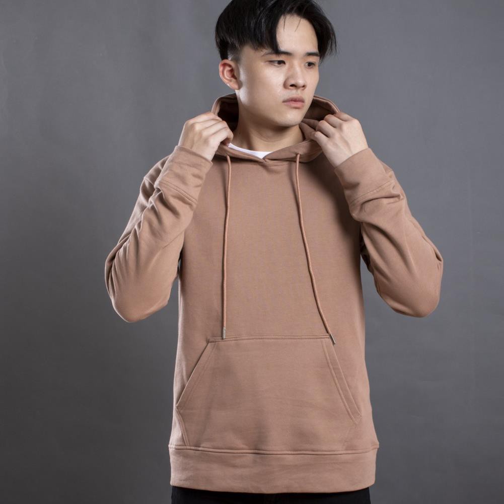 Áo hoodie trơn dài tay Bape Phếch - 9045, có nón liền, túi trước