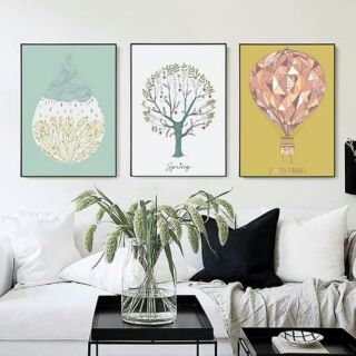 Tranh canvas bộ 3 tranh cây kim cương 40*60 kem khung