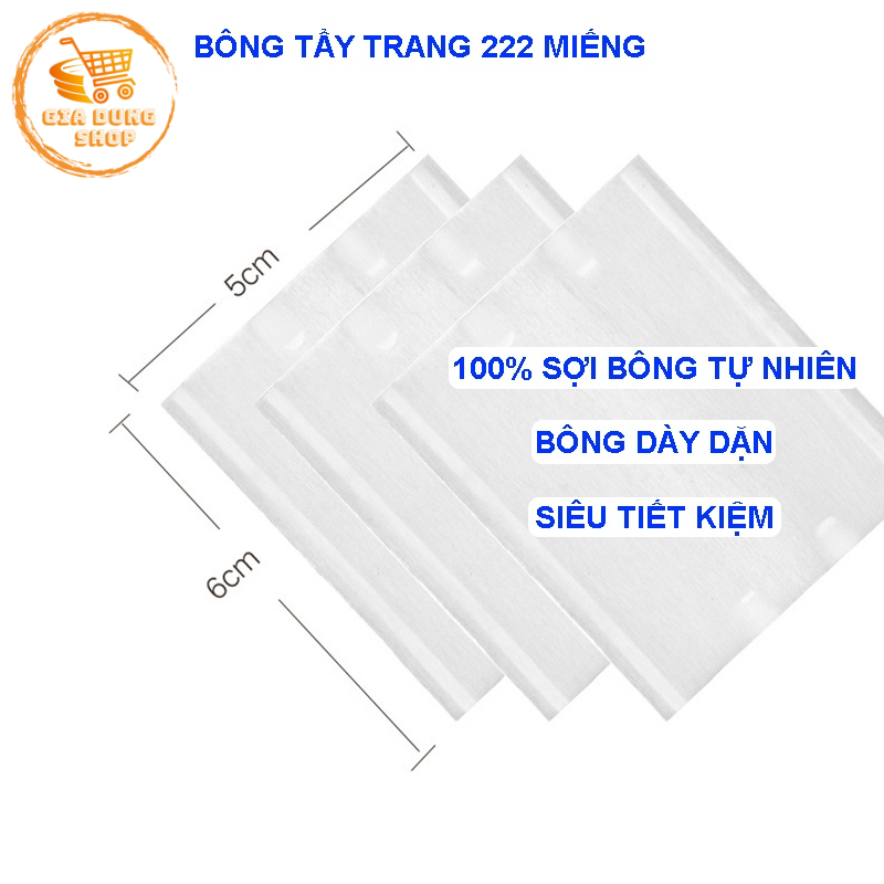 Bông Tẩy Trang Cotton Pads Smart 222 Miếng 3 Lớp 100% Bông Tự Nhiên Dày Dặn Ềm Ái