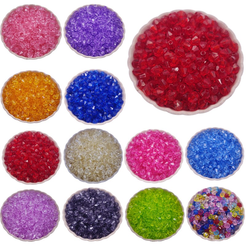 Bộ 300 Hạt Nhựa Acrylic 4-10mm Nhiều Màu Sắc Dùng Làm Trang Sức Thủ Công