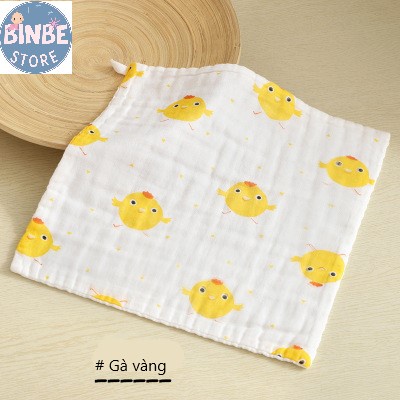 Khăn xô cho bé, khăn sữa 6 lớp size 25*25 mềm mại không xù lông Binbestore