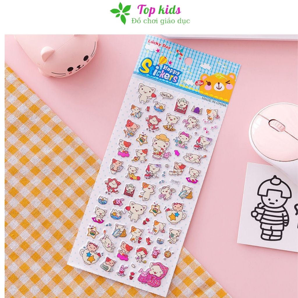 Hình dán sticker cute Combo 10 hình siêu to hình nổi 3D KT 24x10cm đa dạng mẫu dán công chúa cô gái siêu nhân - TOPKIDS