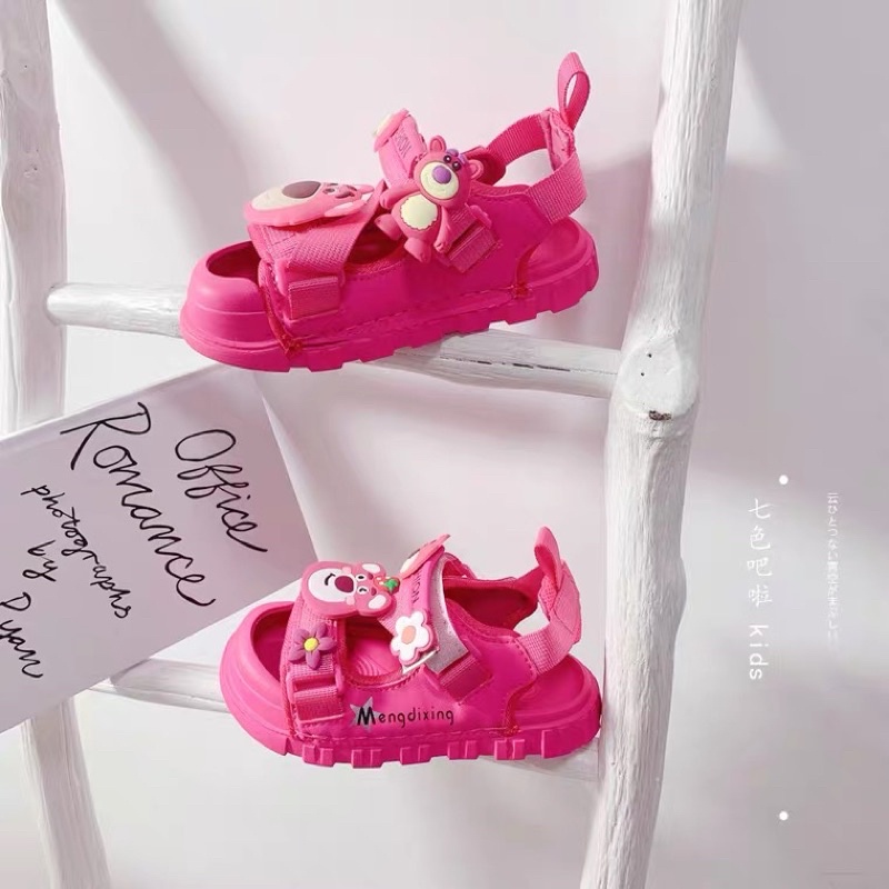 SANDAL GẤU HỒNG DÂU CHO BÉ GÁI