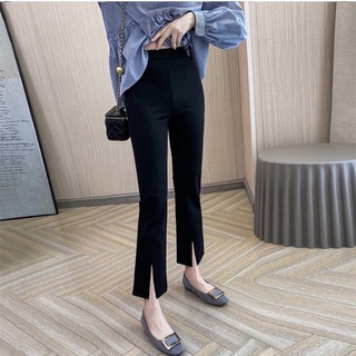 Quần ống loe xẻ gấu lưng cao 8009